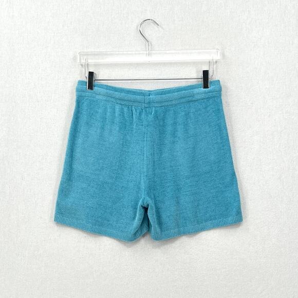 BAREFOOT DREAMS CozyChic Ultra Lite Shorts Womens Small Blue White Patch Pockets - Picture 2 of 12